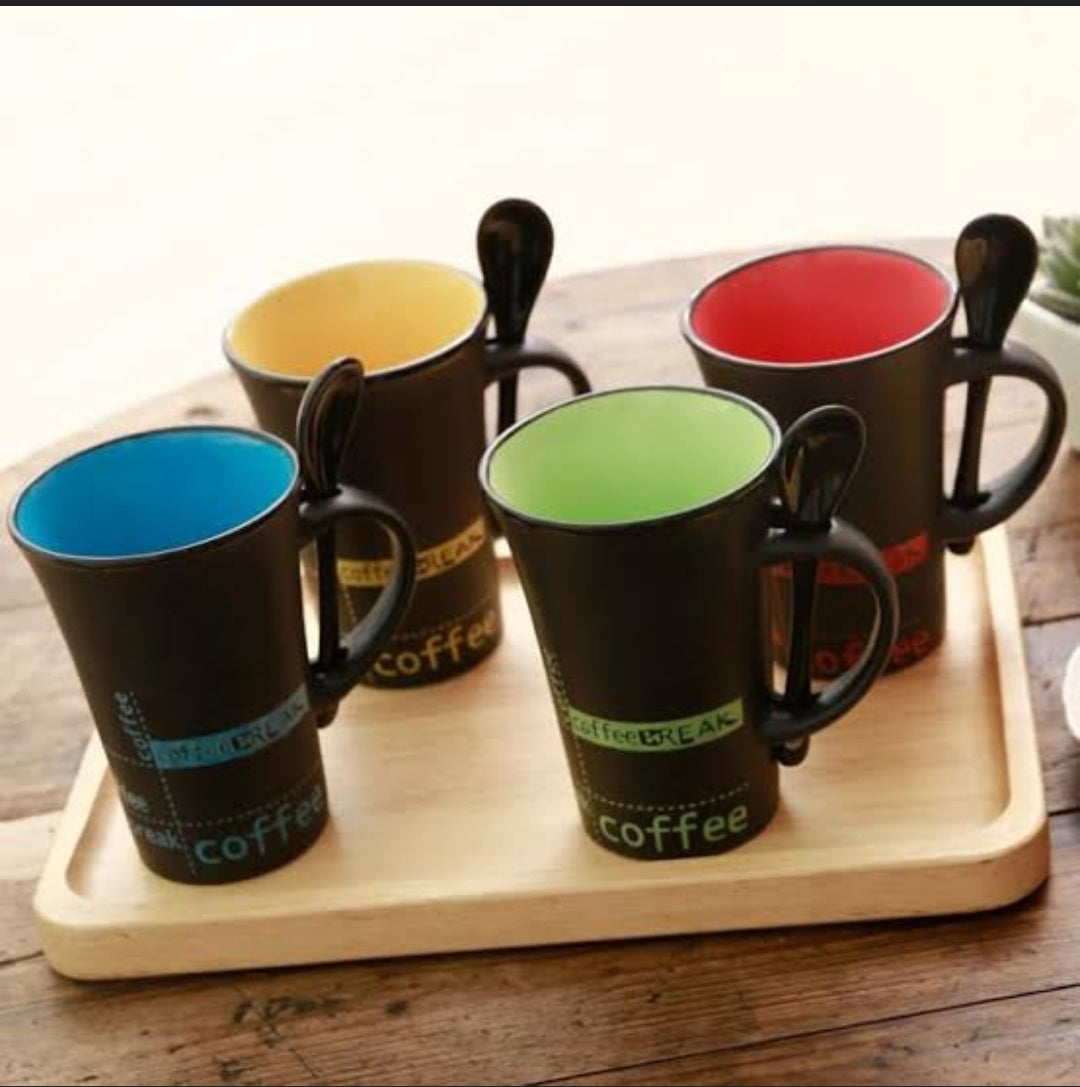 Stylish Ceramic Coffee Mug with Spoon – Great for Coffee & Tea