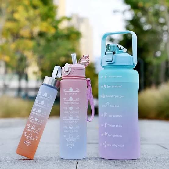 Water Bottle Set High Quality Plastic Material Pack of 3 Pcs