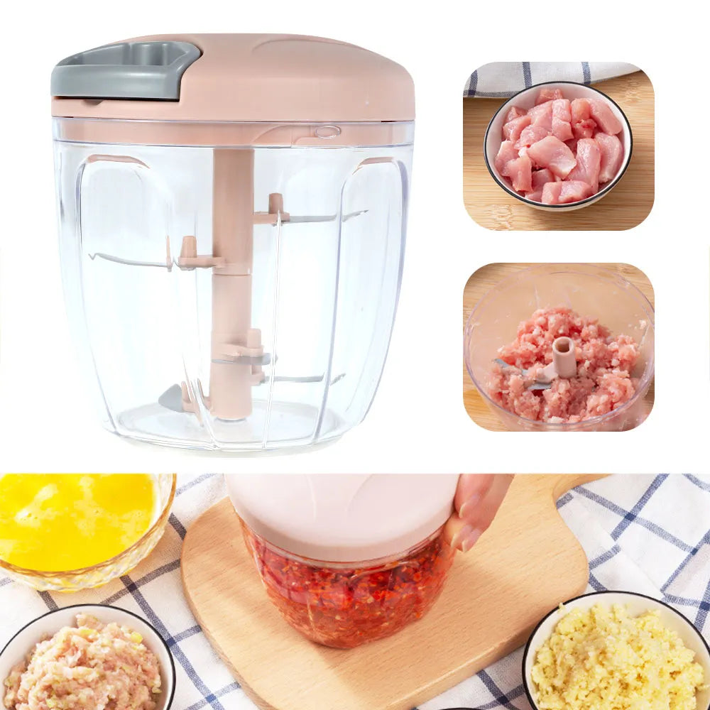 **900ML Speedy Chopper with 5 Sharp Blades - Manual Food Processor & Hand Cutter**