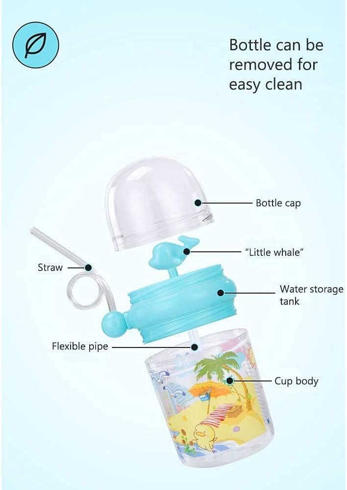 Whale-Themed 250ML Baby Drinking Cup with Straw – Kids Water Bottle with Spray Function