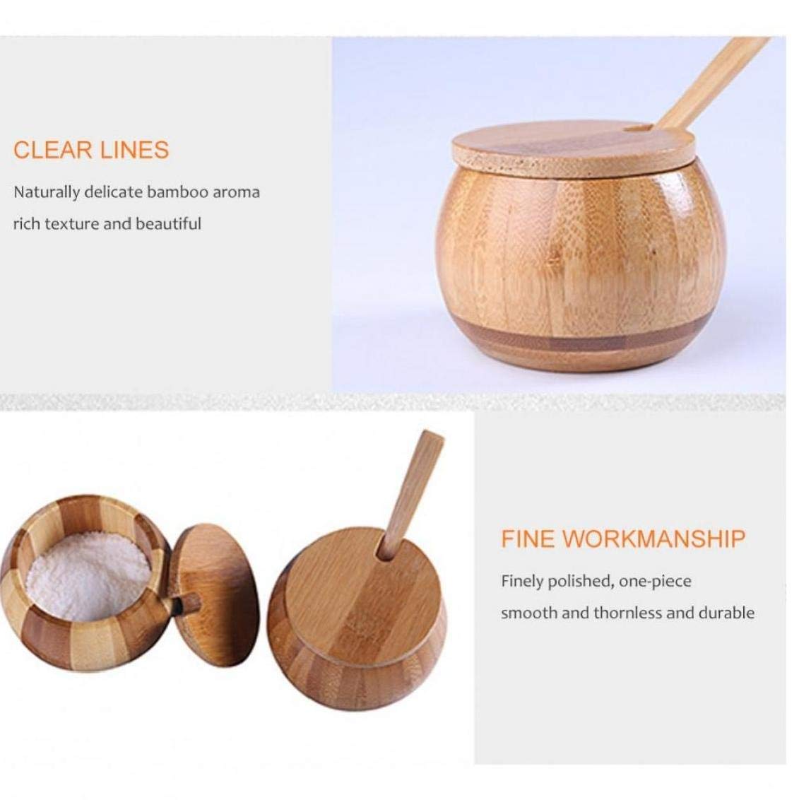 "Elegant Bamboo Sugar Pot Container with Spoon – Eco-Friendly Storage Solution for Sugar and Spices"