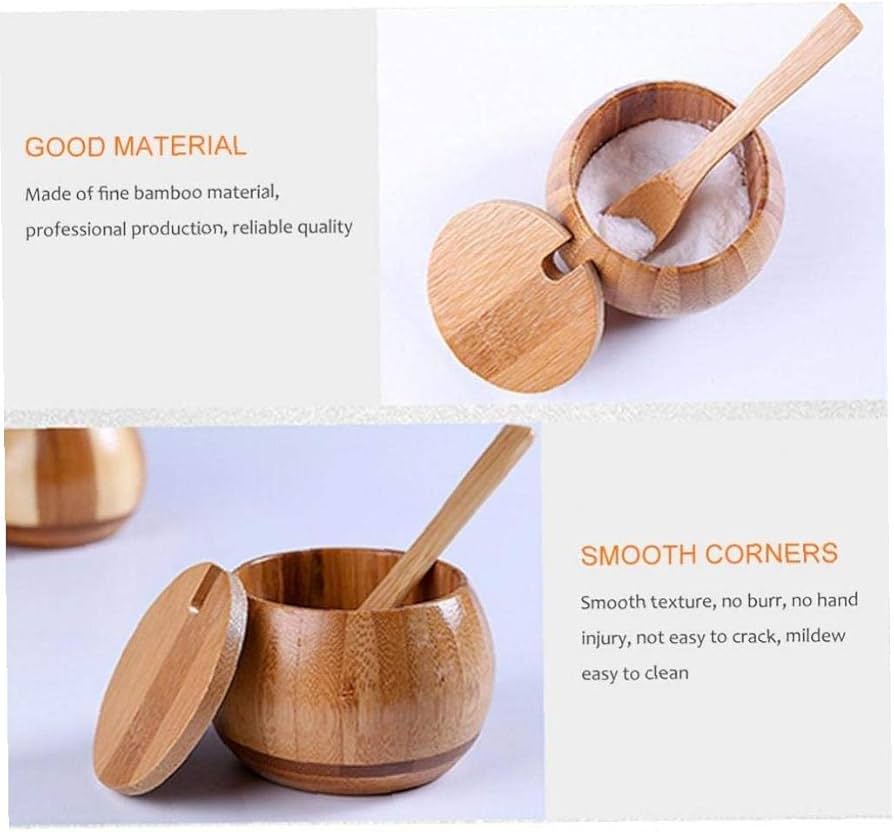 "Elegant Bamboo Sugar Pot Container with Spoon – Eco-Friendly Storage Solution for Sugar and Spices"