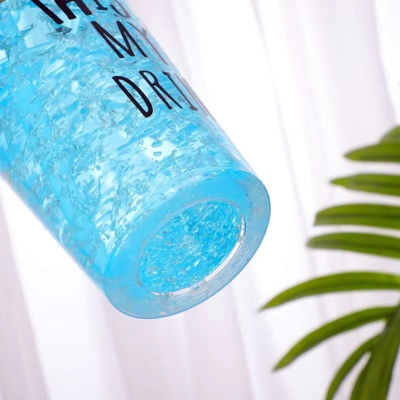 1 piece Double-Layer Ice Cup with Straw – 450ml Slide Lid Mug