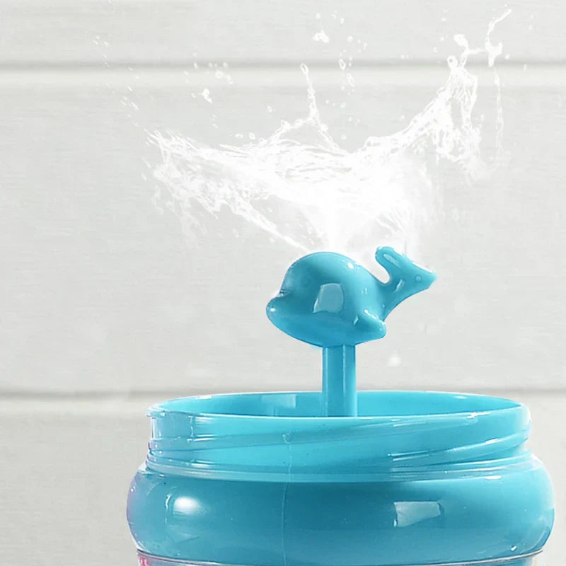 Whale-Themed 250ML Baby Drinking Cup with Straw – Kids Water Bottle with Spray Function