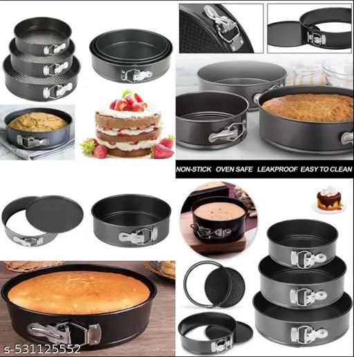 3-Piece Round Baking Moulds – Durable Non-Stick Cake Pans