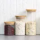 "3-Piece Wooden Lid Jar Set – Small, Medium, and Large Airtight Borosilicate Glass Food Storage Jars"