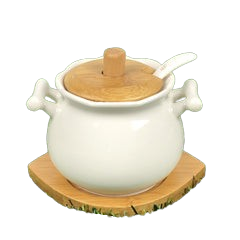 "Premium Sugar Pot Set with Elegant Wooden Lid – Durable Ceramic Container for Kitchen Storage"