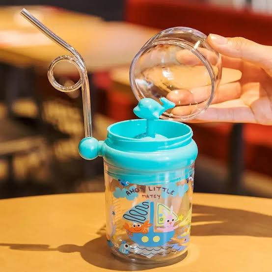 Whale-Themed 250ML Baby Drinking Cup with Straw – Kids Water Bottle with Spray Function