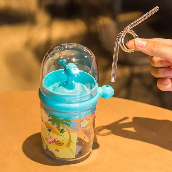 Whale-Themed 250ML Baby Drinking Cup with Straw – Kids Water Bottle with Spray Function