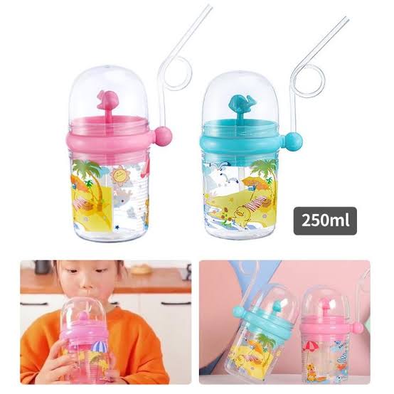 Whale-Themed 250ML Baby Drinking Cup with Straw – Kids Water Bottle with Spray Function