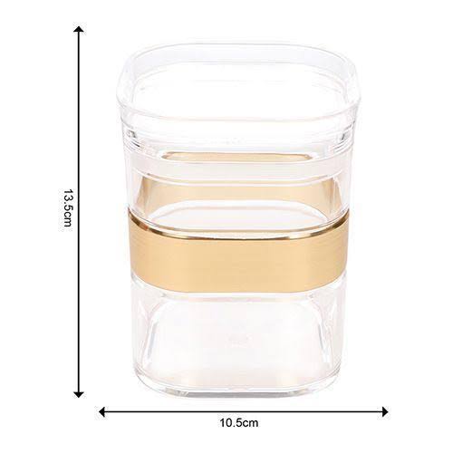 "Acrylic Jar Set (3pcs) – BPA-Free with Elegant Golden Border, Airtight Seal for Freshness"