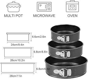 3-Piece Round Baking Moulds – Durable Non-Stick Cake Pans