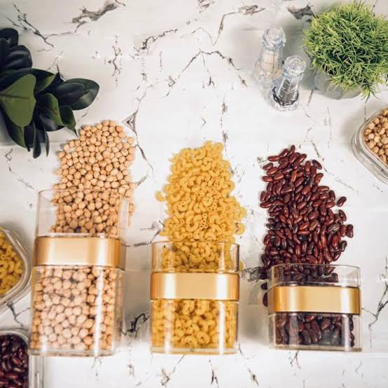 "Acrylic Jar Set (3pcs) – BPA-Free with Elegant Golden Border, Airtight Seal for Freshness"