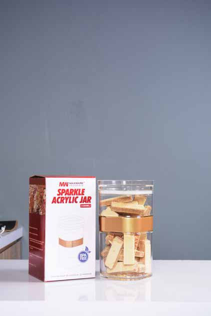 "Acrylic Jar Set (3pcs) – BPA-Free with Elegant Golden Border, Airtight Seal for Freshness"