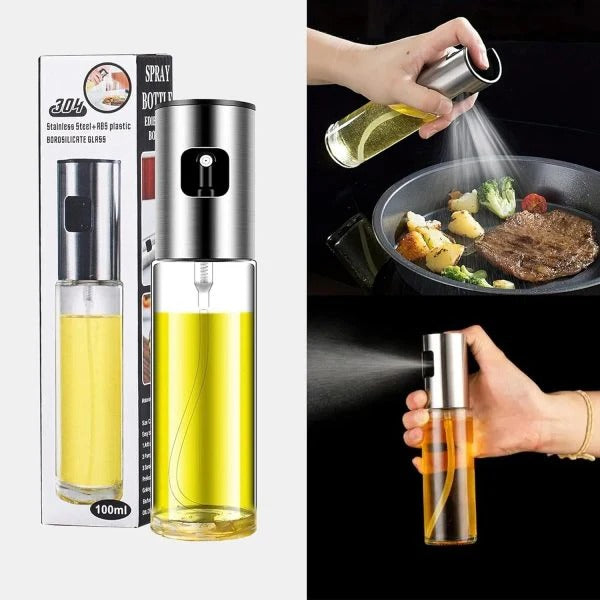 Glass Oil Spray Bottle – Refillable Mister for Kitchen, BBQ, Baking, Grilling, Vinegar & Sauces