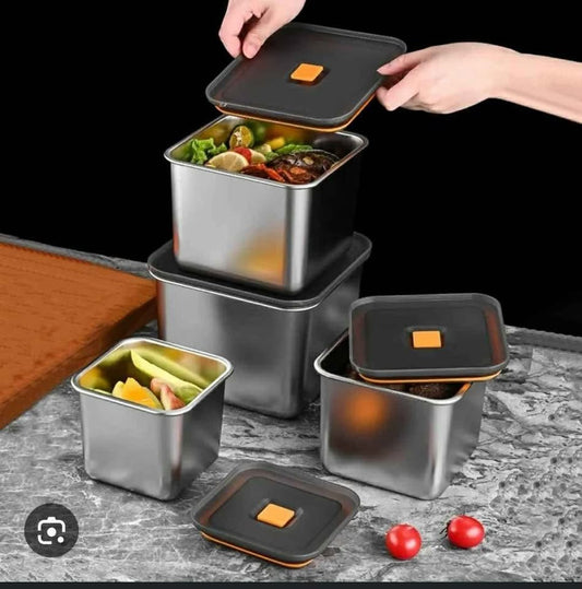 4pcs Stainless Steel Storage Box Set – Airtight & Durable