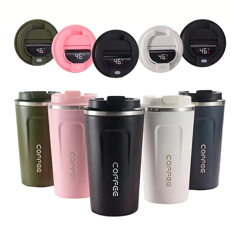 510ml Insulated Coffee Mug – Stainless Steel Temperature Display Tumbler | Hot & Cold Leakproof Flask