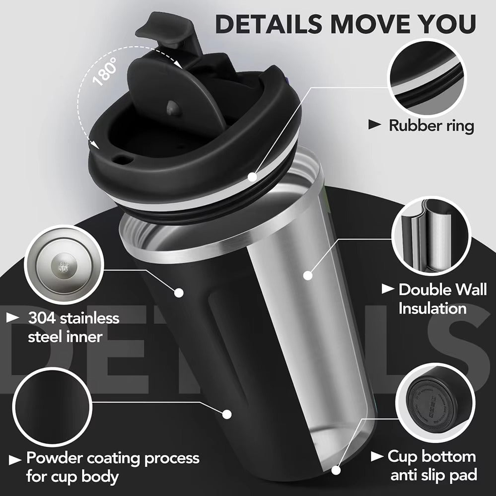 510ml Insulated Coffee Mug – Stainless Steel Temperature Display Tumbler | Hot & Cold Leakproof Flask