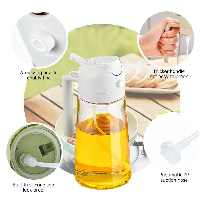 Glass Oil Spray Bottle 2-in-1 –Oil Control Spray & Pour Bottle