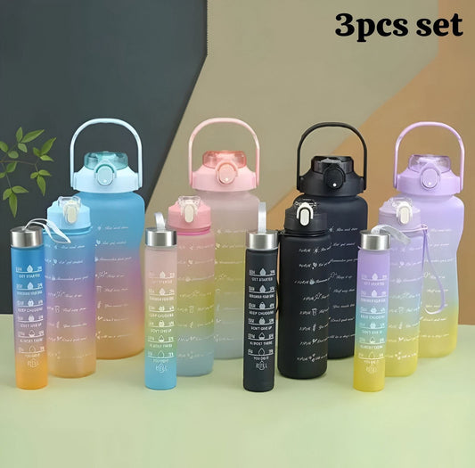 Water Bottle Set High Quality Plastic Material Pack of 3 Pcs