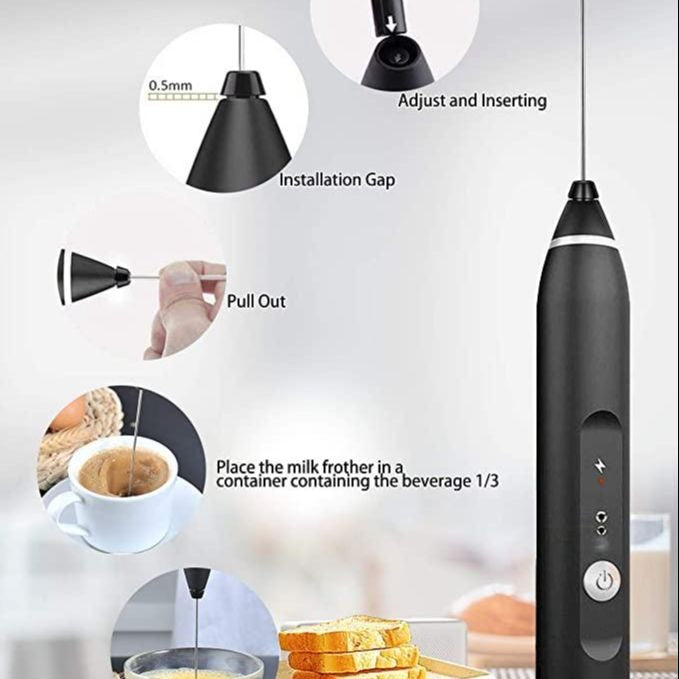 2-in-1 USB Rechargeable Coffee Beater & Egg Whisk – High Quality & Portable