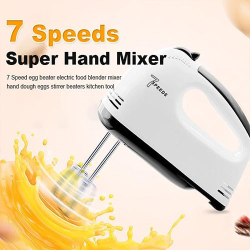 7-Speed Electric Hand Mixer | Egg Beater & Cream Whisk | Stainless Steel Dough Hooks | Powerful Baking Tool