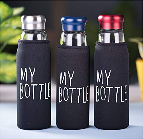 550ml Premium Glass Bottle with Black Cover Lid – Leak-Proof & Reusable